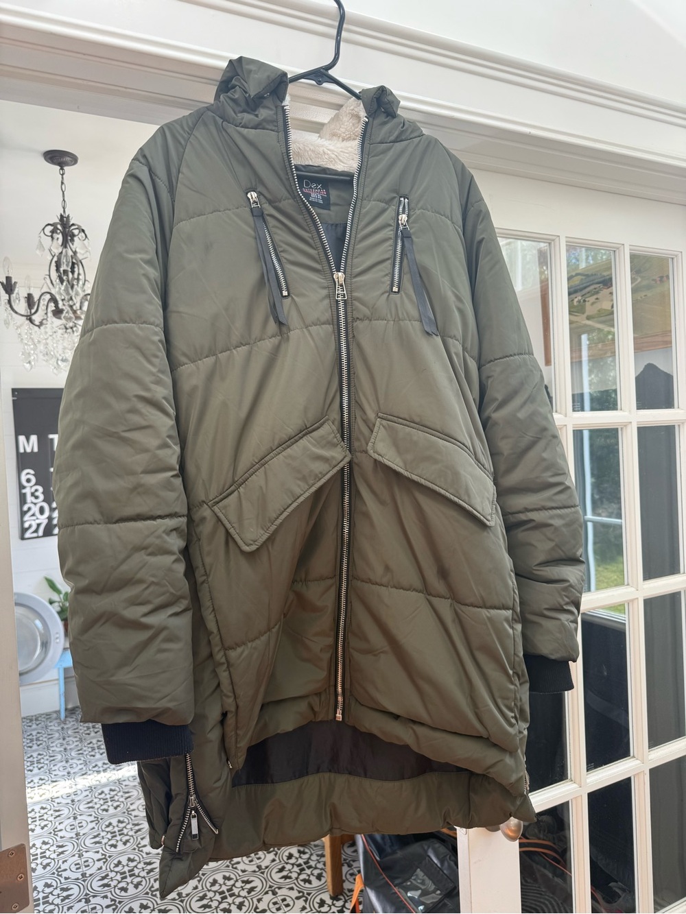 Dex Olive Green Women's Quilted Puffer Jacket with Hood